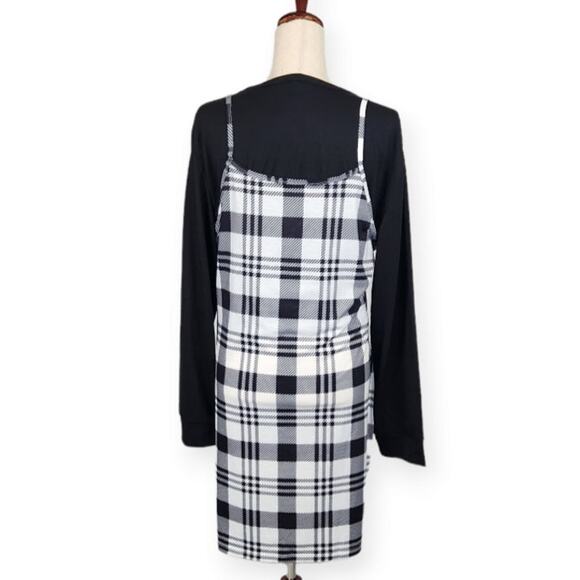 Plaid Cami Bodycon Dress with Solid Long Sleeve Crop Tee Women's Size 14 NWOT - Picture 4 of 15